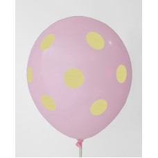 Pink - Lemon Yellow Polkadots Printed Balloons